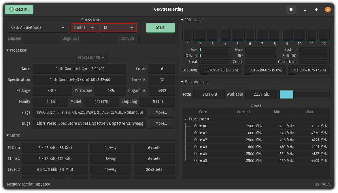 選擇 Linux 中 CPU 壓力測試的時間和核心數