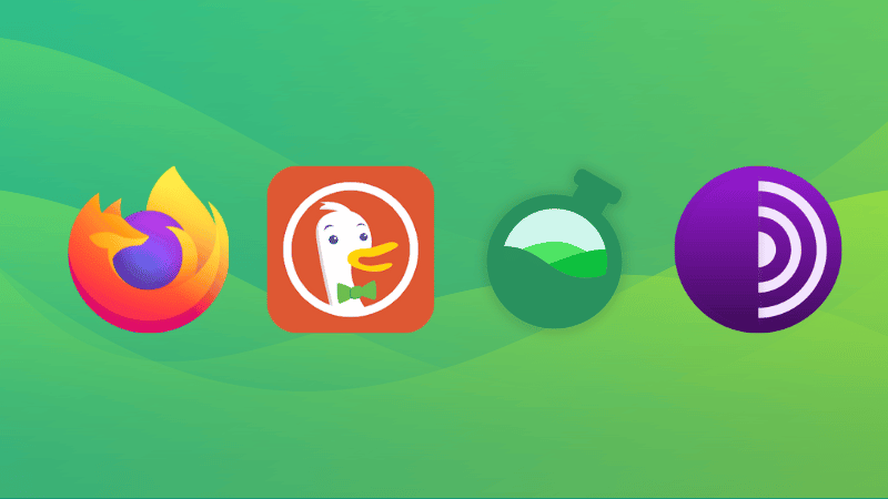 Mozilla Duckduckgo Bromite 和 Tor 瀏覽器的標誌