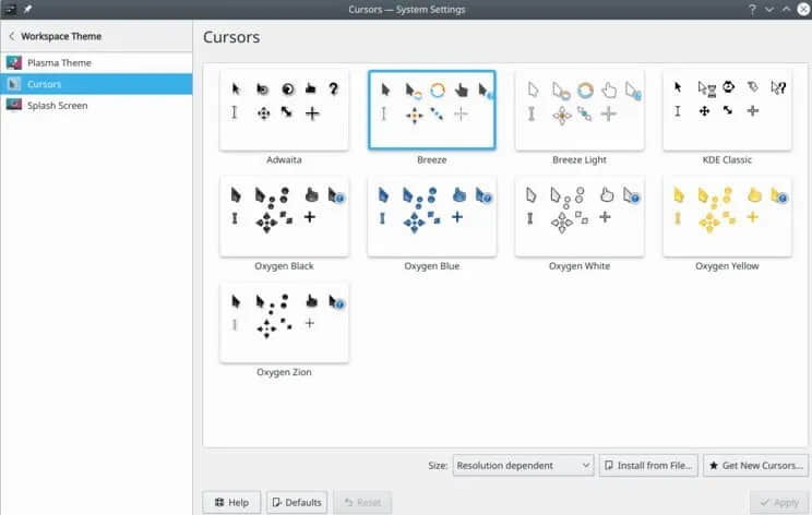 在 KDE Plasma 桌面設置游標主題