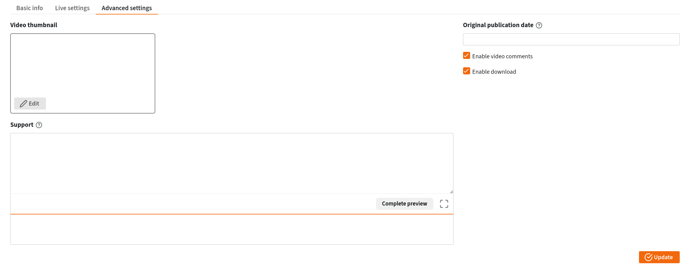 PeerTube 高級設置的截圖