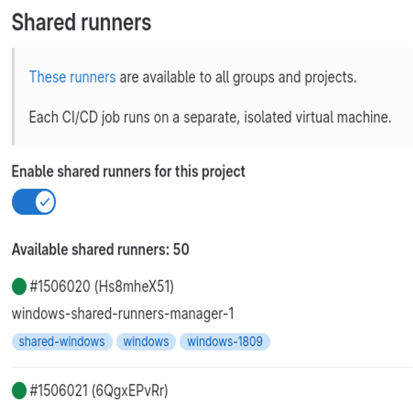 Display available GitLab runners in your repository&apos;s settings